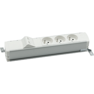 Listwa zasilająca standardowa zest: 3x250V typ E + plakietka 2xRJ45 z mocowaniem Keystone, szybkozłącze w układzie Wieland, aluminium biały
