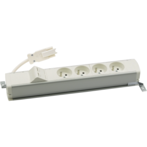 Listwa zasilająca standardowa zest: 4x250V typ E + plakietka 2xRJ45 z mocowaniem Keystone, szybkozłącze w układzie Wieland, aluminium biały