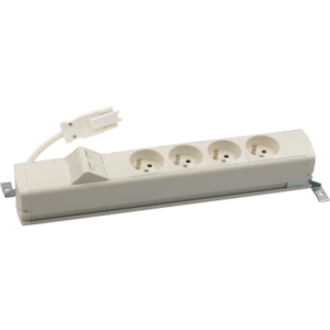 Listwa zasilająca standardowa zest: 4x250V typ E + plakietka 2xRJ45 z mocowaniem Keystone, szybkozłącze w układzie Wieland, biały
