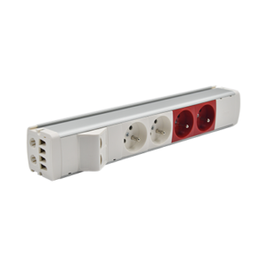 Listwa zasilająca standardowa zest: 2x250V typ E+2x250V UPS+ plakietka 2xRJ45 z mocowaniem Keystone, szybkozłącze w układzie Wieland, aluminium biały