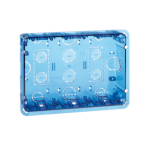 Puszka podtynkowa, SIMON 500, 3×S500, 6×K45, niebieski transparentny