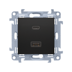 Ładowarka USB podwójna, C+A, 30W, czarny mat