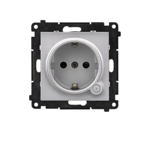 Gniazdo z uziemieniem z wbudowanym pomiarem energii, sterowane smartfonem [Wi-Fi] – SOCKET, Schuko, 250V, 16A, moduł, aluminium mat