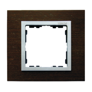 Ramka 1-krotna drewniana, wenge / aluminium mat